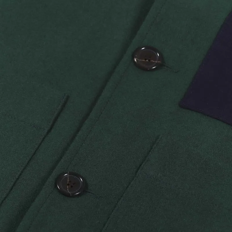 Universal Works Simple Bakers Jacket Forest Green Melton-7