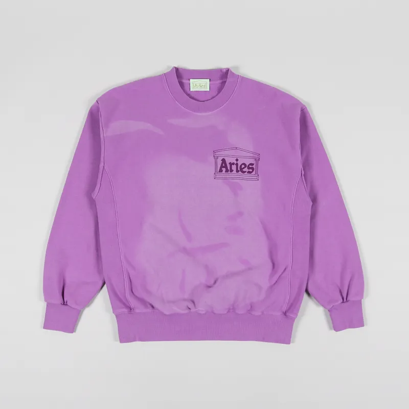 Aries Sunbleached Cross Grain Temple Sweatshirt Iris