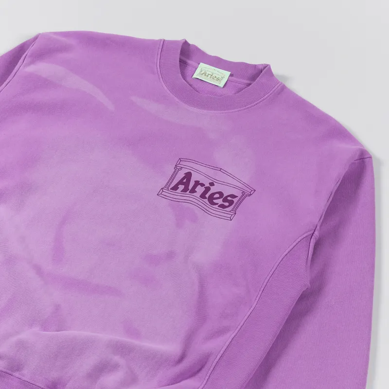 Aries Sunbleached Cross Grain Temple Sweatshirt Iris-2