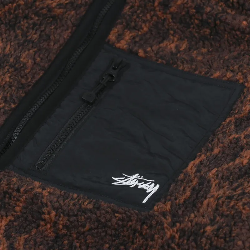 Stussy Snake Jacquard Sherpa Jacket Brown-10