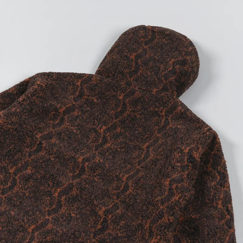 Stussy Snake Jacquard Sherpa Jacket Brown-7