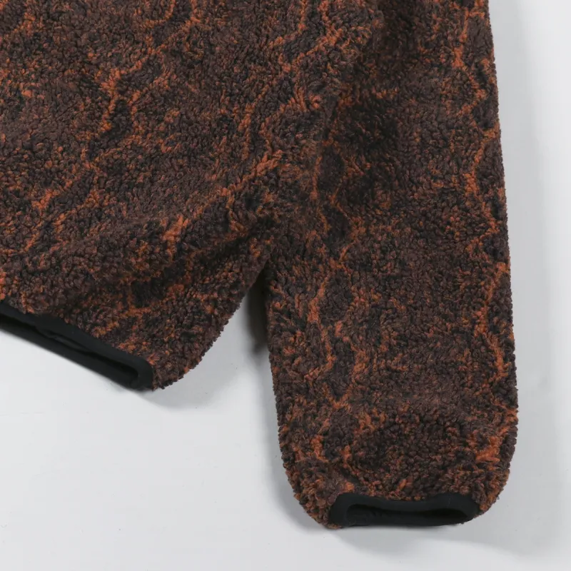 Stussy Snake Jacquard Sherpa Jacket Brown-9