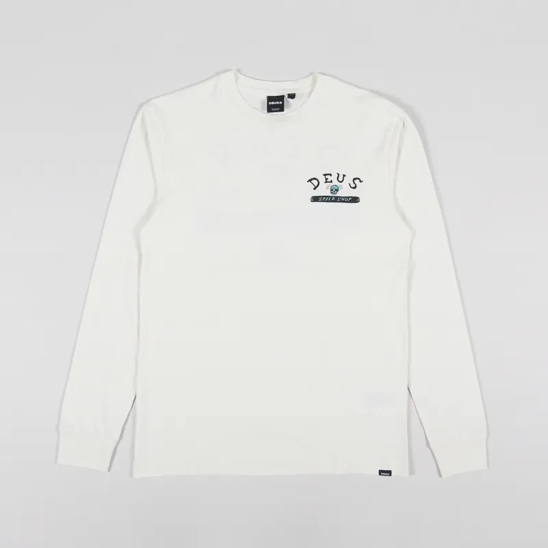 Deus Ex Machina Speed Shop Long Sleeve T Shirt Vintage White-1