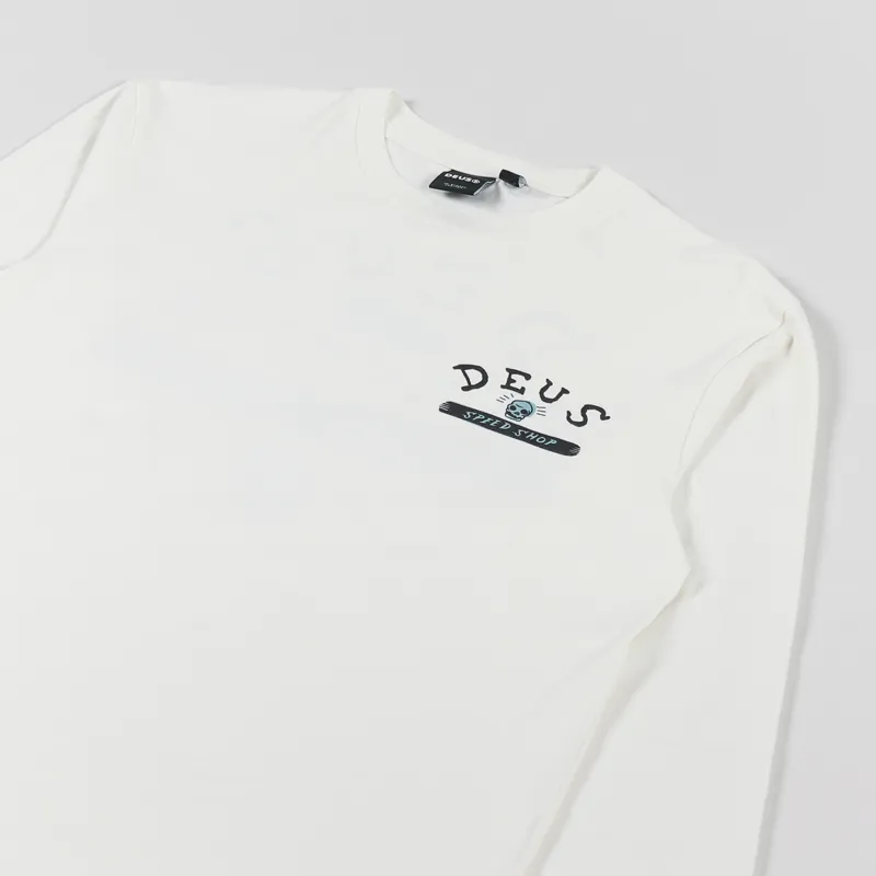 Deus Ex Machina Speed Shop Long Sleeve T Shirt Vintage White-3