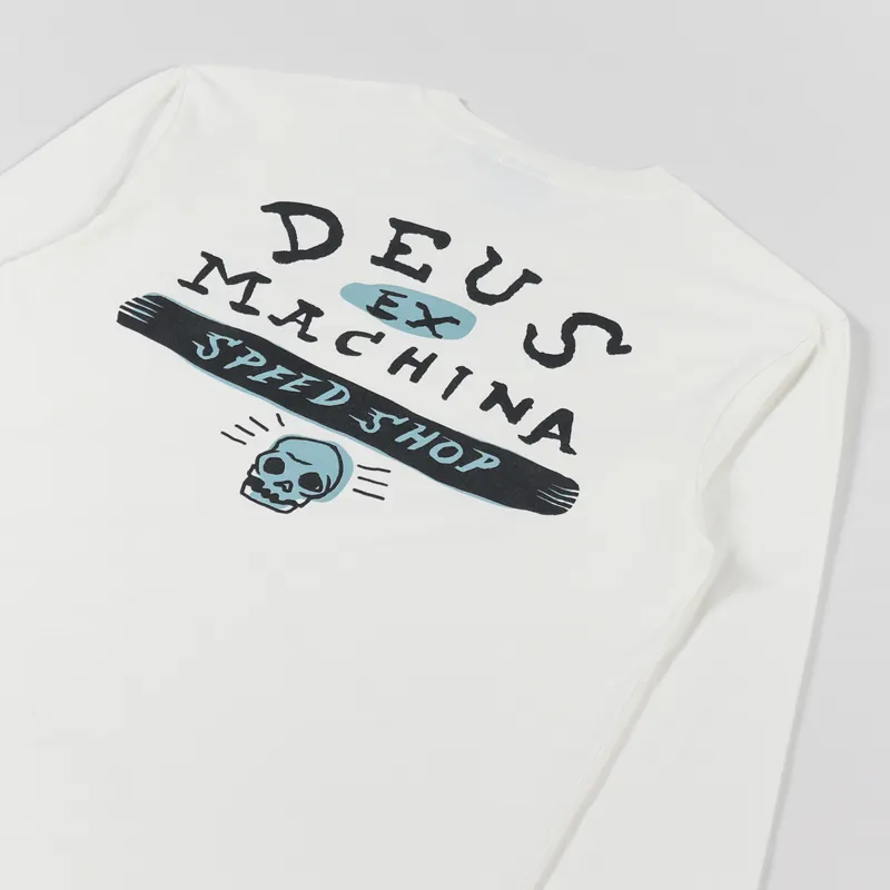 Deus Ex Machina Speed Shop Long Sleeve T Shirt Vintage White-2