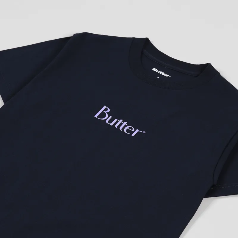 Butter Goods Speckle Classic Logo T Shirt Navy-2