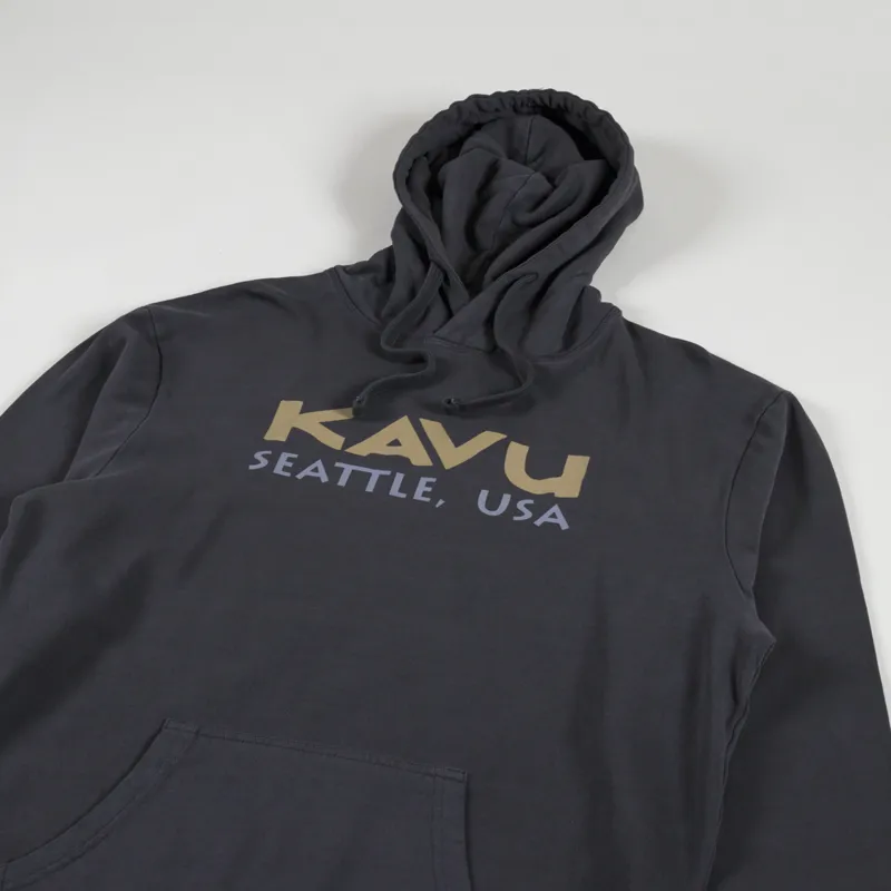 Kavu Spellout Hooded Sweat Black Licorice-2