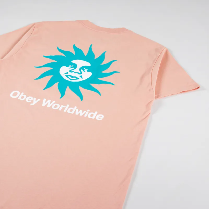 Obey Spiral T Shirt Coral-2