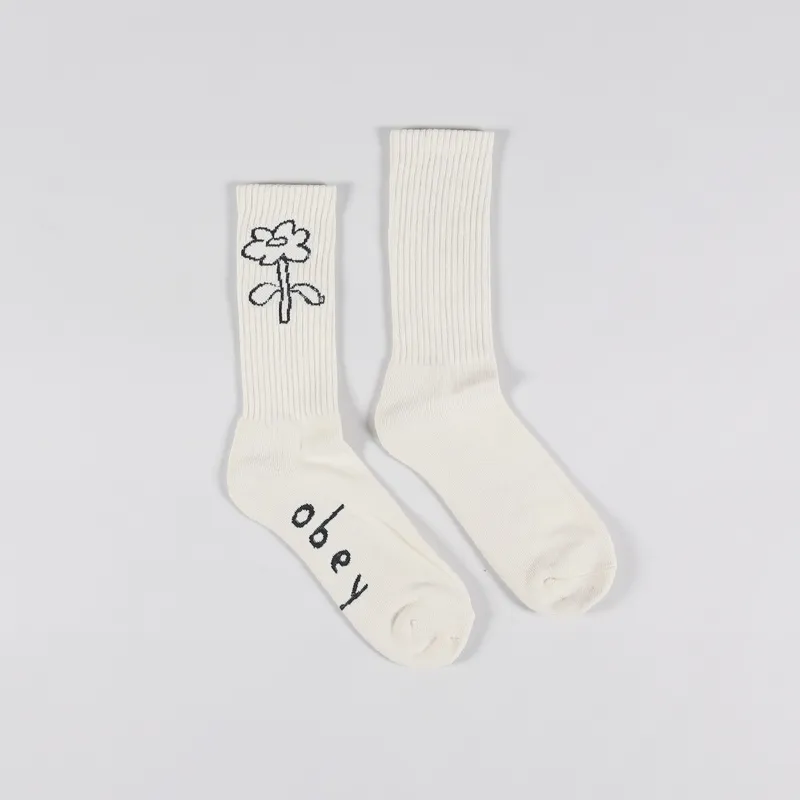 Obey Spring Flower Socks Unbleached
