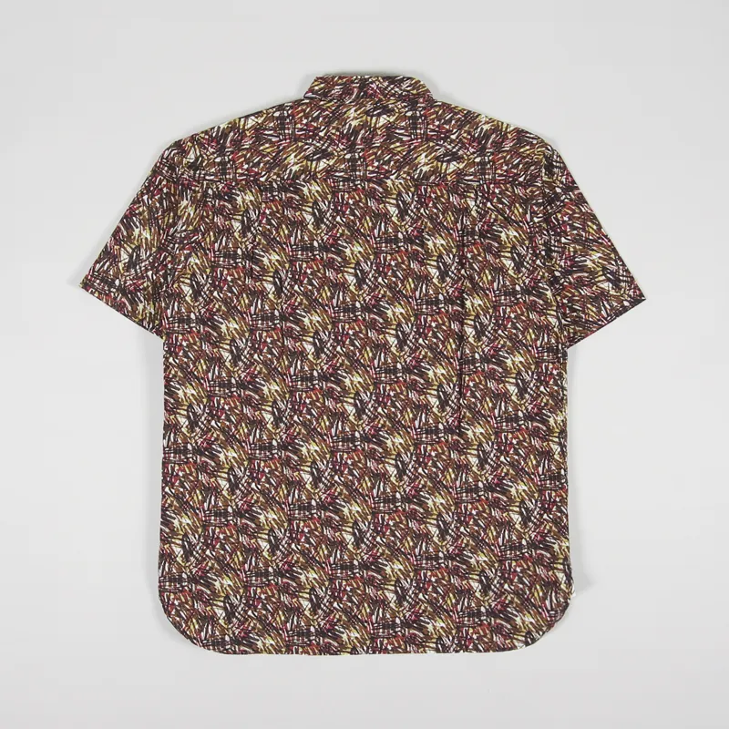 Universal Works Short Sleeve Big Pocket Shirt Brown Mid Century Organic-1