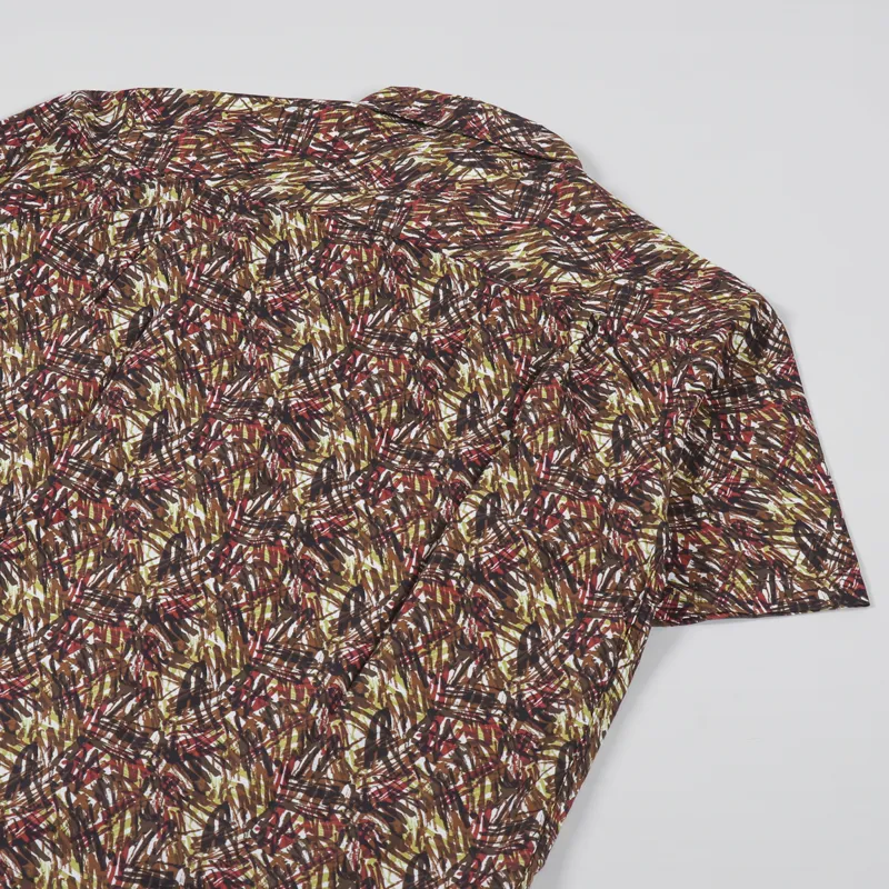 Universal Works Short Sleeve Big Pocket Shirt Brown Mid Century Organic-3