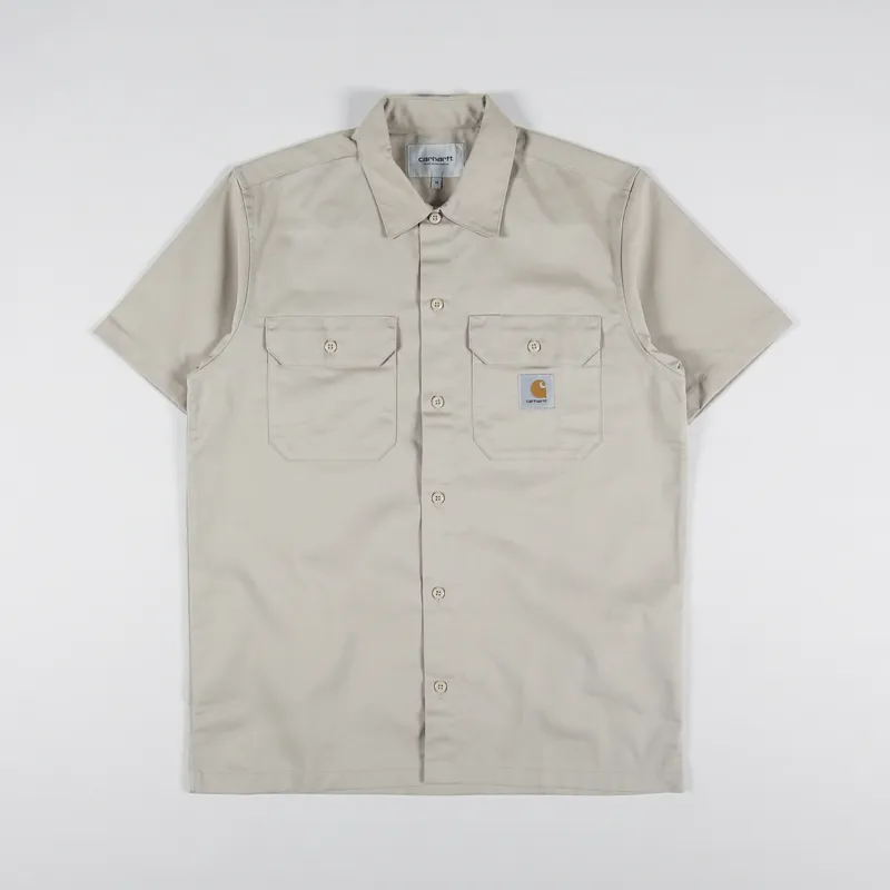 Carhartt WIP Mens Short Sleeve Master Shirt Wall Brown Twill