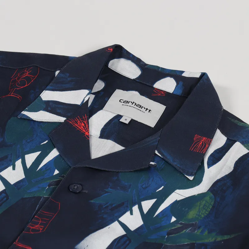 Carhartt WIP Short Sleeve Tom Krol Flowers Shirt Midnight-3