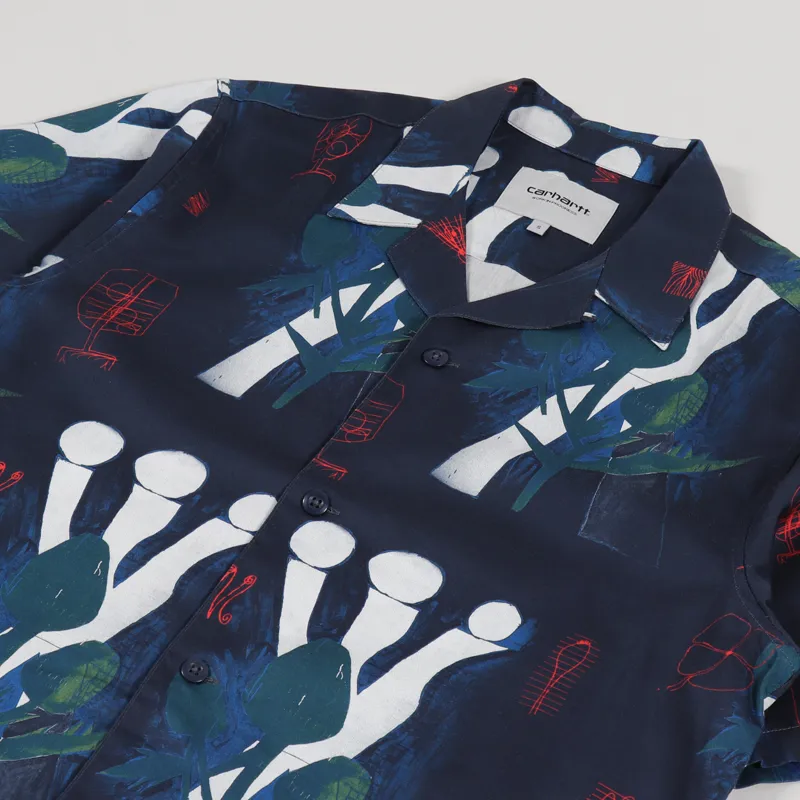 Carhartt WIP Short Sleeve Tom Krol Flowers Shirt Midnight-1