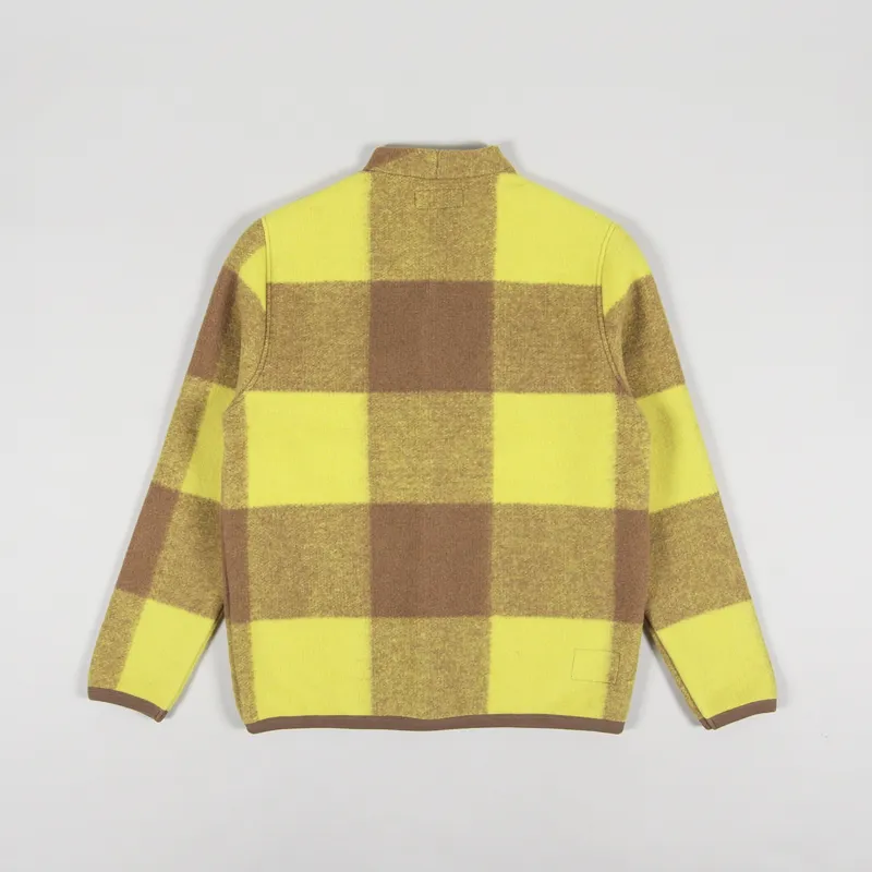 Universal Works Cardigan Sand Yellow Studio Check Fleece-2