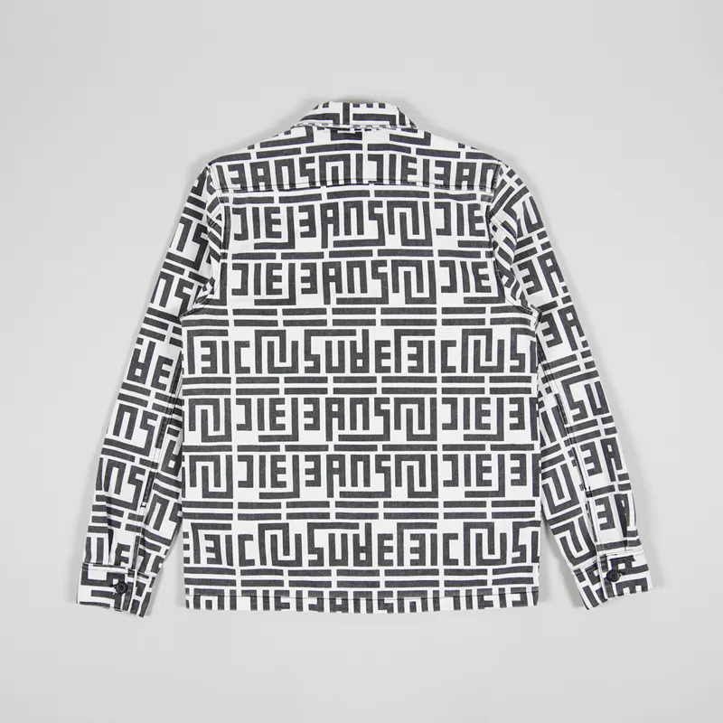 Nudie Jeans Sten Zip Jacket Graphic Print Off White-2