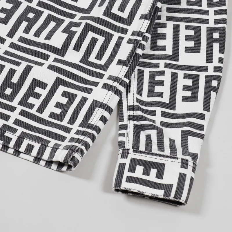 Nudie Jeans Sten Zip Jacket Graphic Print Off White-6