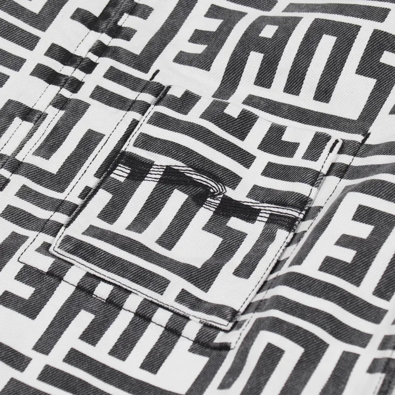 Nudie Jeans Sten Zip Jacket Graphic Print Off White-8