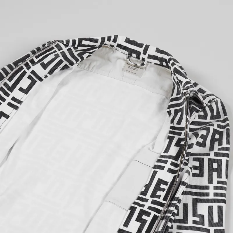 Nudie Jeans Sten Zip Jacket Graphic Print Off White-3