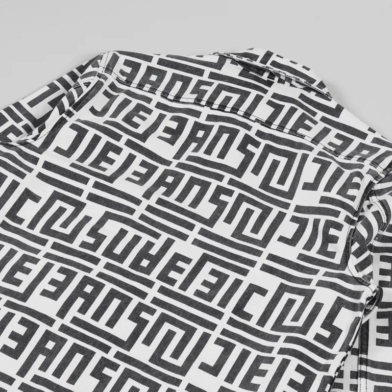 Nudie Jeans Sten Zip Jacket Graphic Print Off White-4