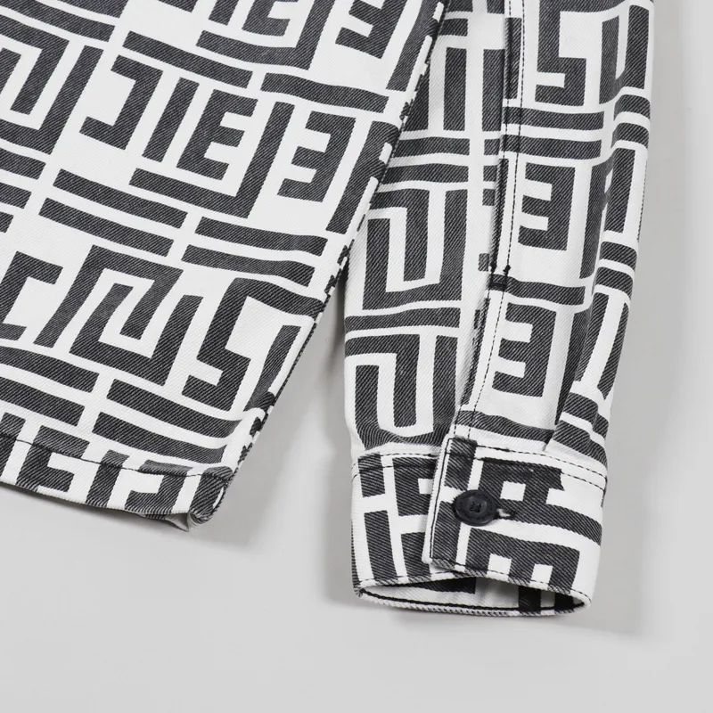 Nudie Jeans Sten Zip Jacket Graphic Print Off White-5