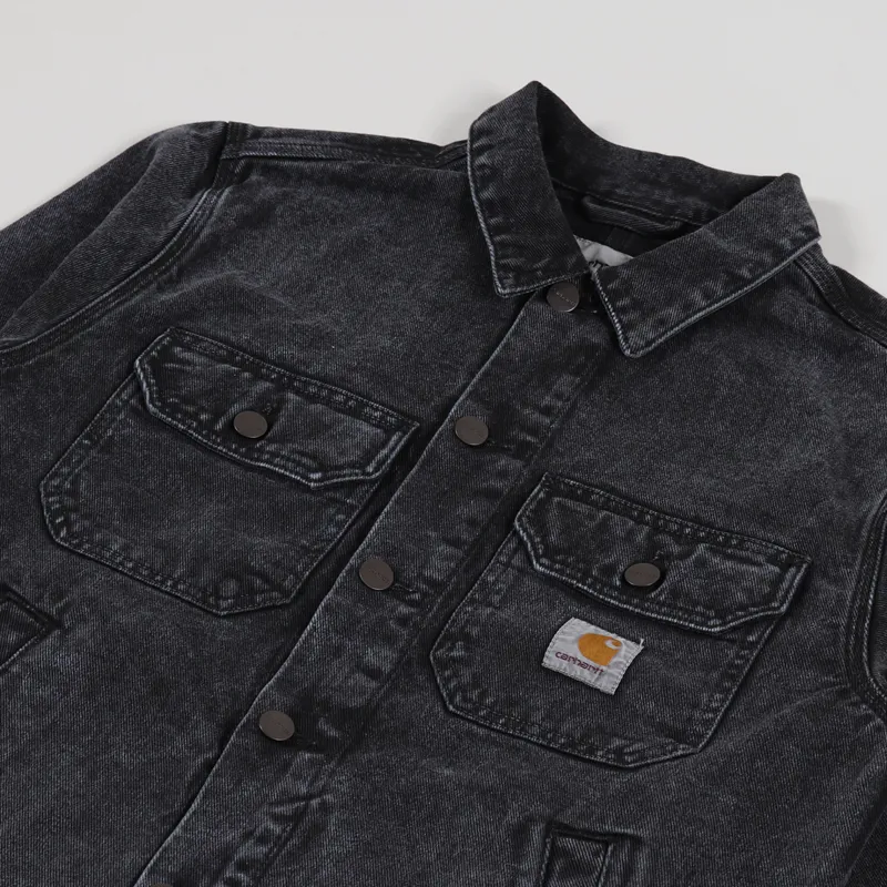 Carhartt WIP Mens Denim Stetson Jacket Black Worn Washed Carhartt WIP Mens Denim Stetson Jacket Black Worn Washed