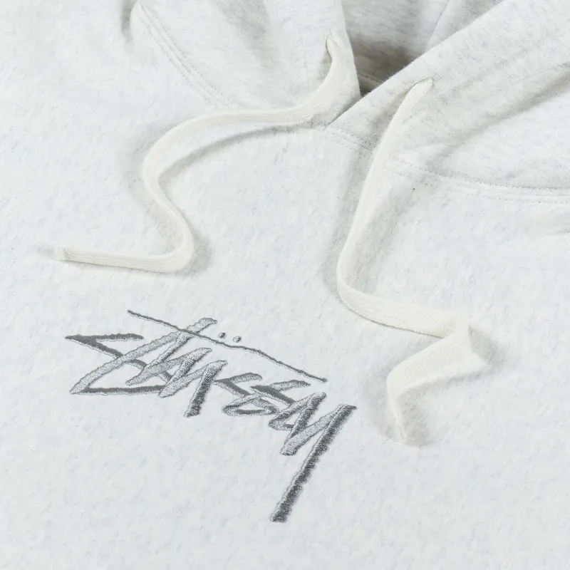 Stussy Stock Logo Applique Hoodie Ash Heather-6