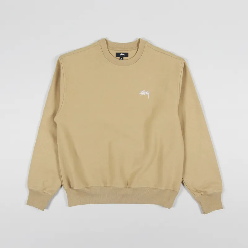 Stussy Stock Logo Crew Sweat Tan
