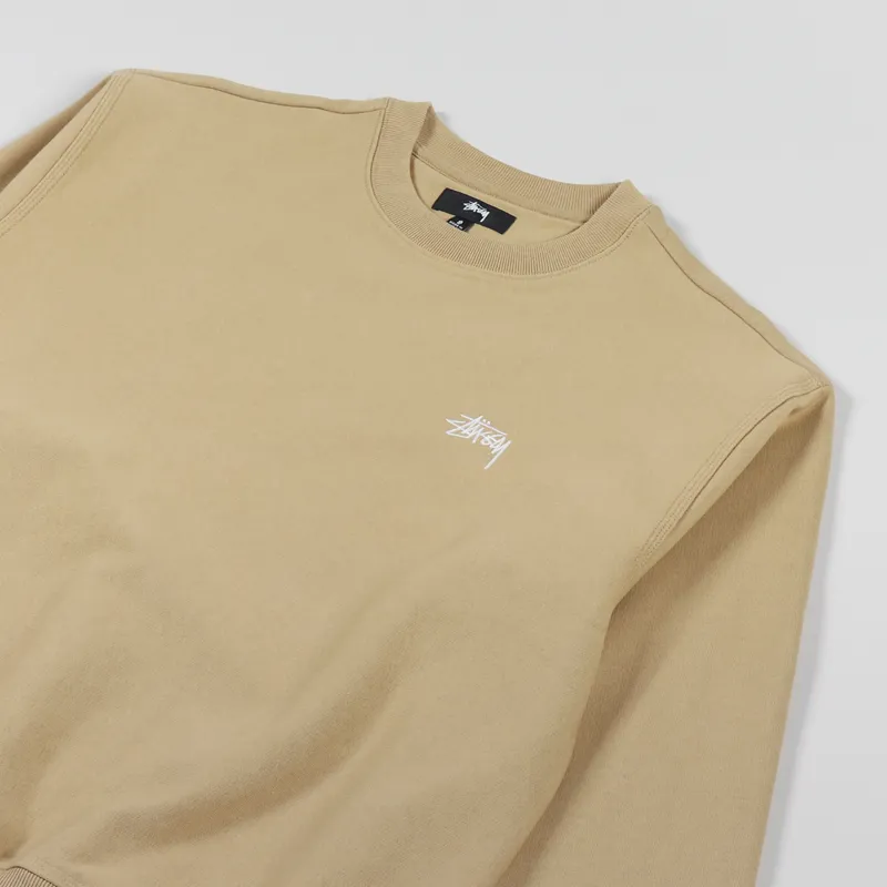 Stussy Stock Logo Crew Sweat Tan-2