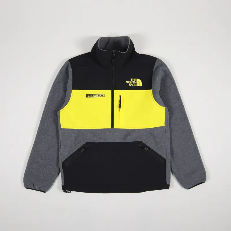 The North Face Mens Steep Tech Half Zip Fleece Grey Black Yellow