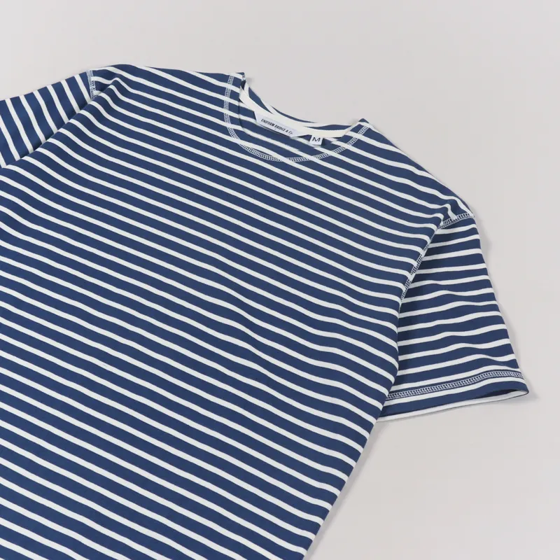 Uniform Bridge Stripe Border T Shirt Blue Ivory-1
