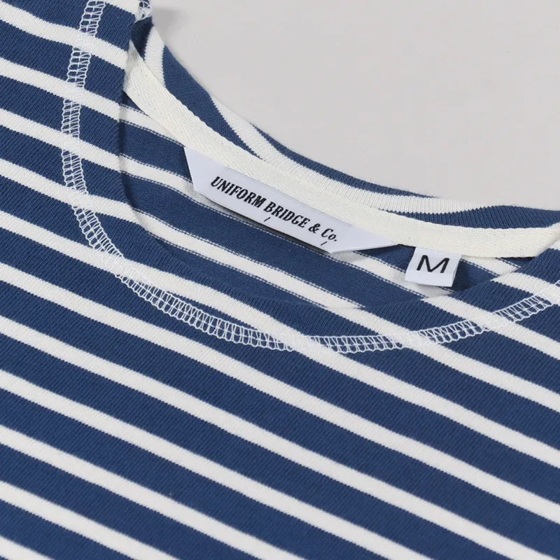 Uniform Bridge Stripe Border T Shirt Blue Ivory-2