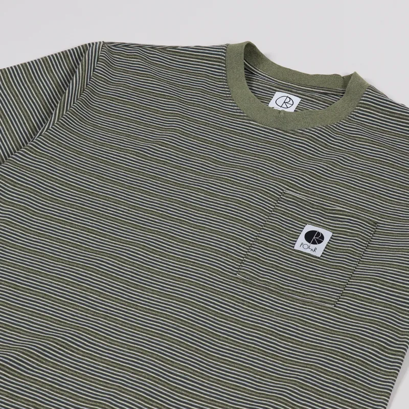 Polar Skate Co. Stripe Pocket T Shirt Army Green-1