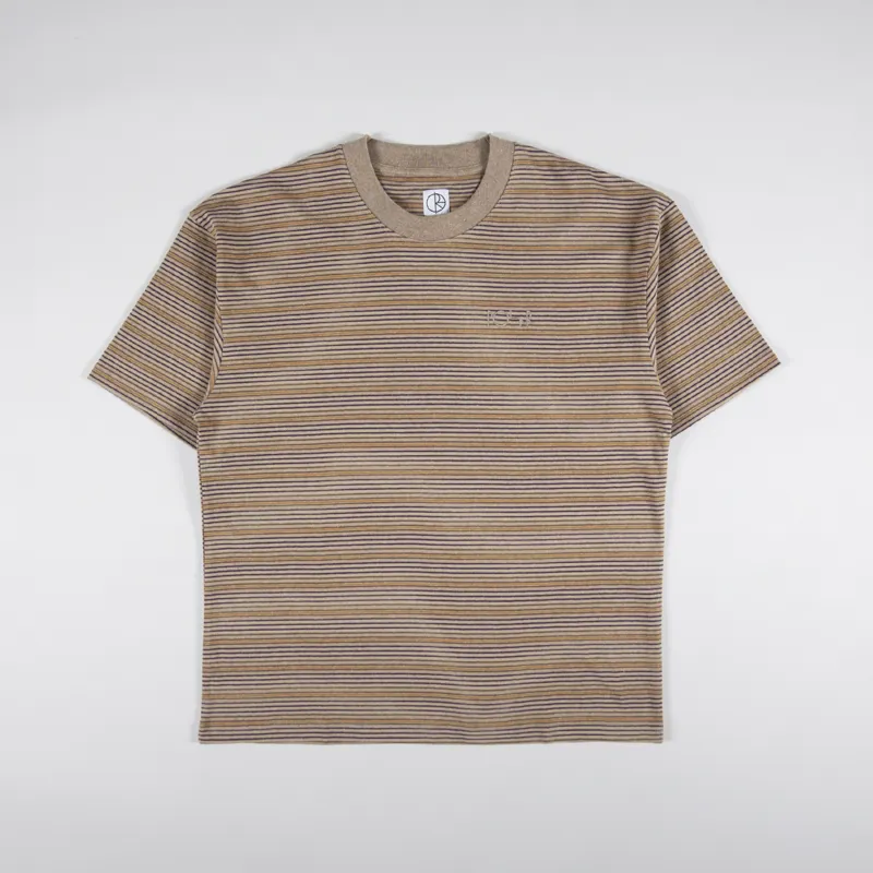 Polar Skate Co. Mens Short Sleeve Stripe Surf T Shirt Camel Brown