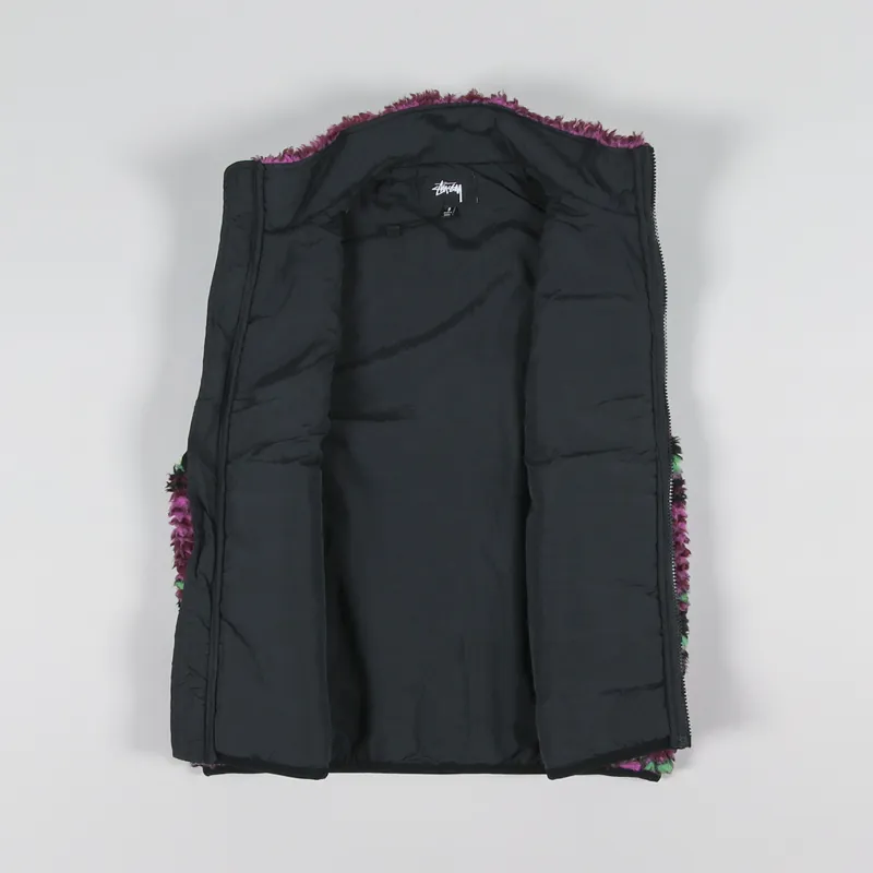 Stussy Striped Sherpa Vest Grape