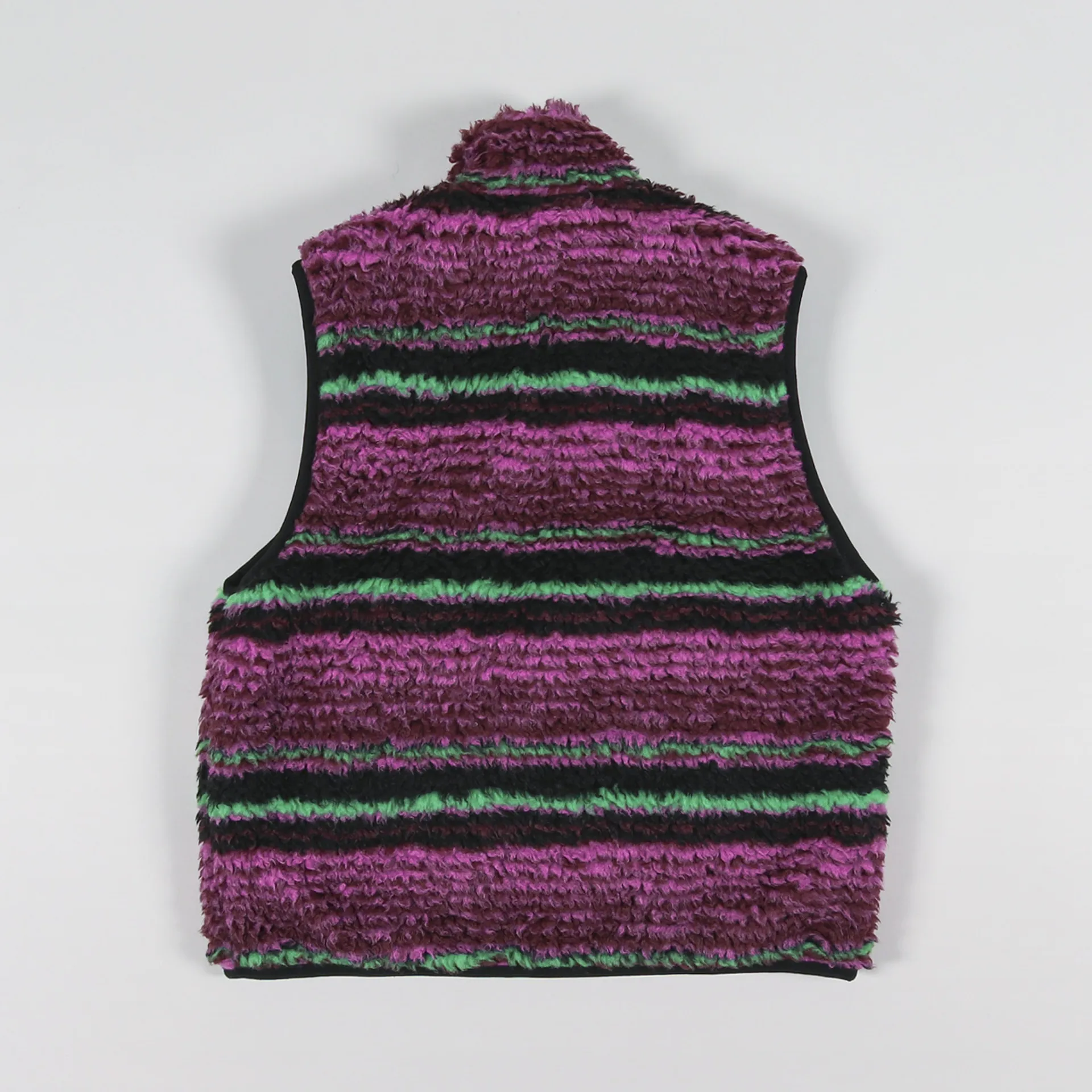 Stussy Mens Striped Sherpa Vest Grape Purple Gilet Fleece Jacket