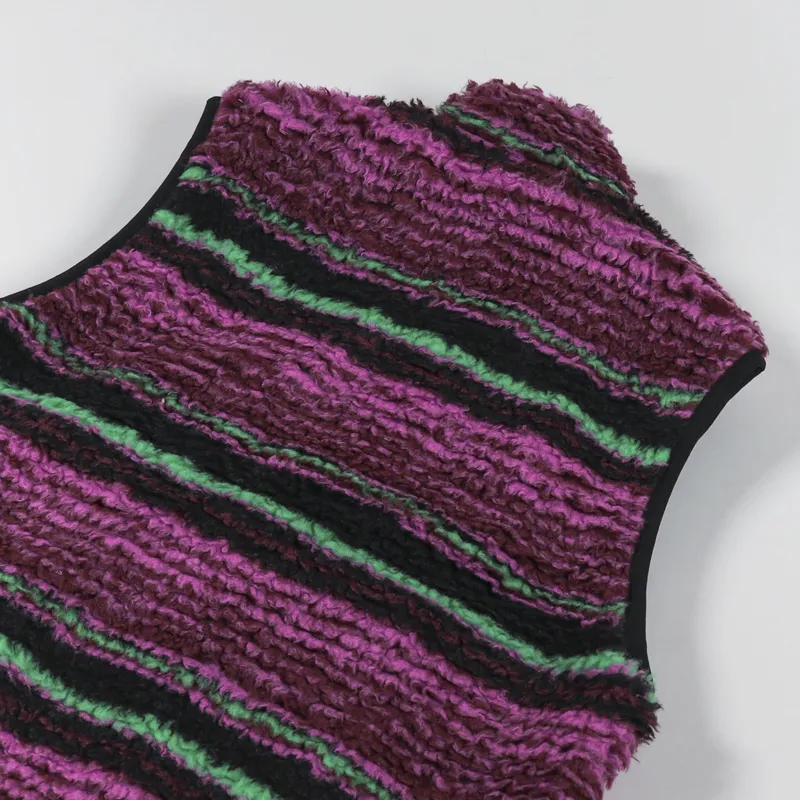 Stussy Striped Sherpa Vest Grape