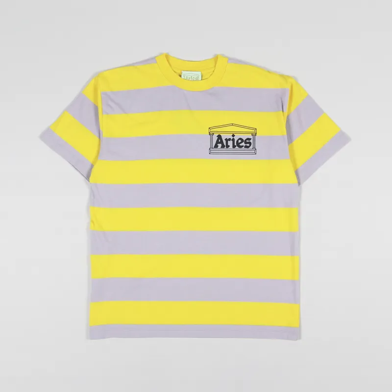 Aries Striped Temple T Shirt Lilac Orange