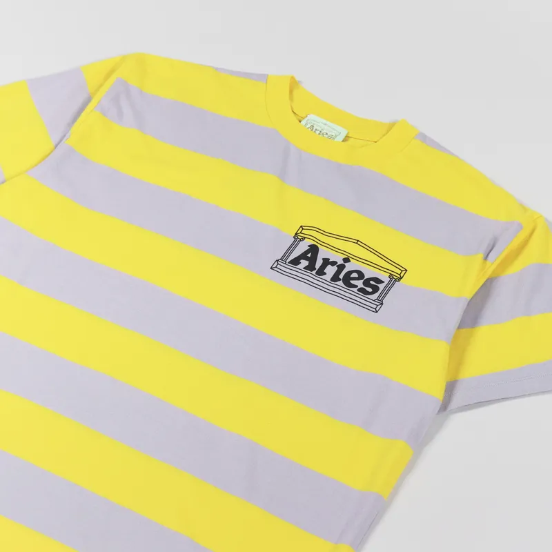 Aries Striped Temple T Shirt Lilac Orange-2