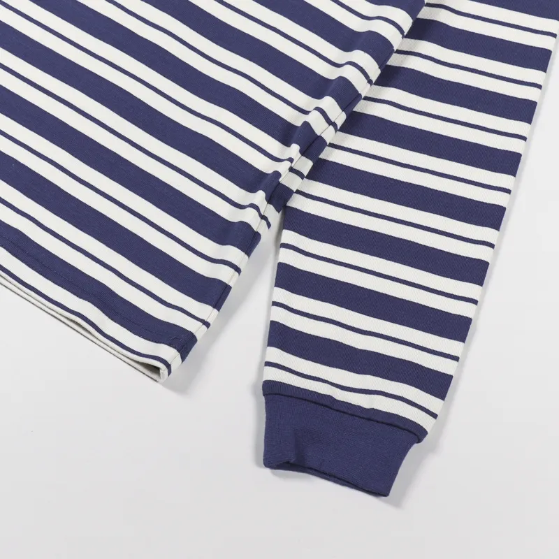 Gramicci Striped One Point Long Sleeve T Shirt Navy Ivory-4