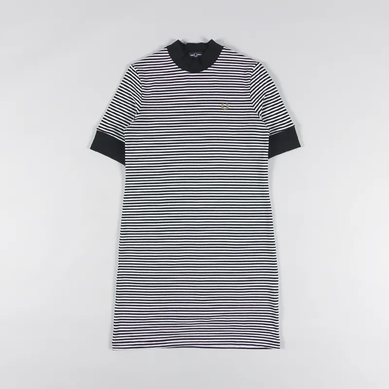 Fred Perry Womens Striped Pique Dress Snow White