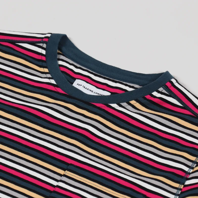 Pop Trading Company Striped Pocket T Shirt Multi Colour-5