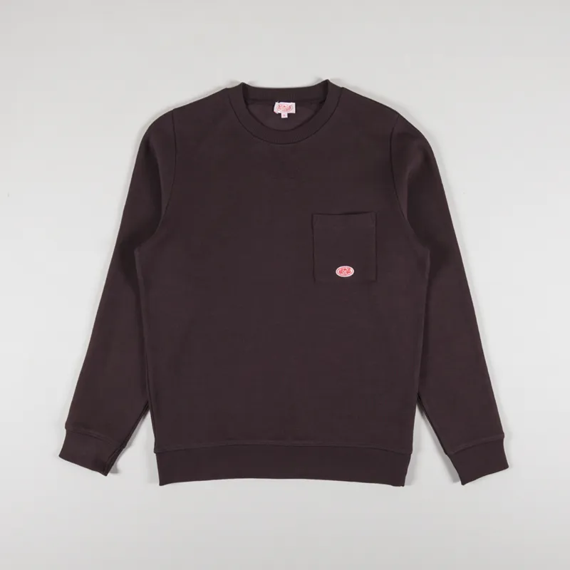Armor Lux Logo Pocket Crew Sweat Dark Mahogany