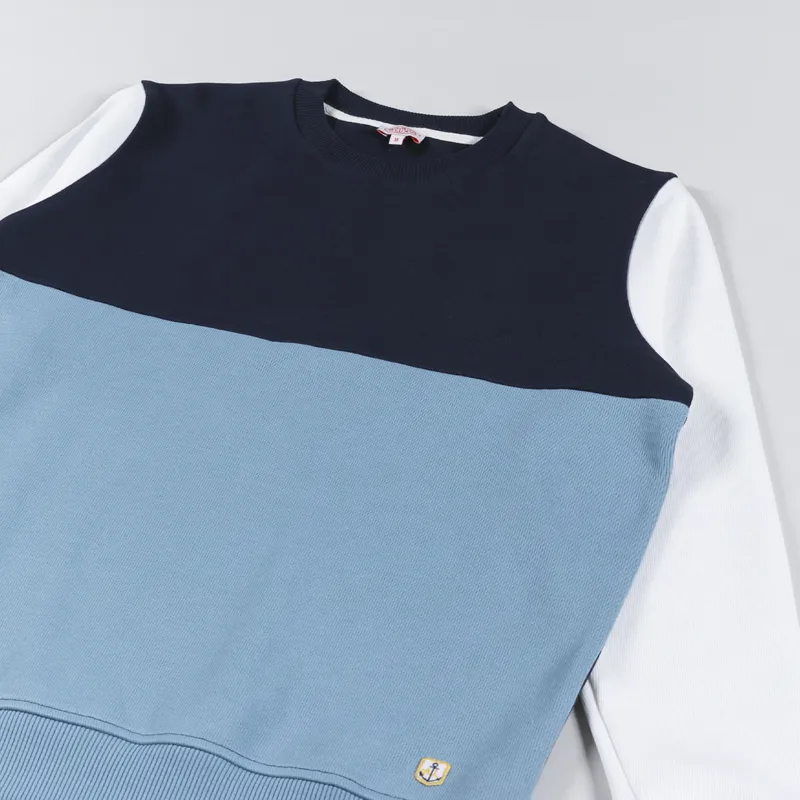 Armor Lux Heritage Block Crew Sweat Deep Marine St Lo White-2