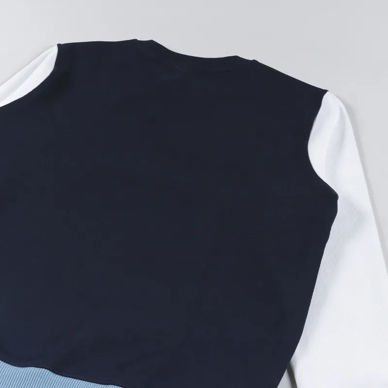 Armor Lux Heritage Block Crew Sweat Deep Marine St Lo White-3