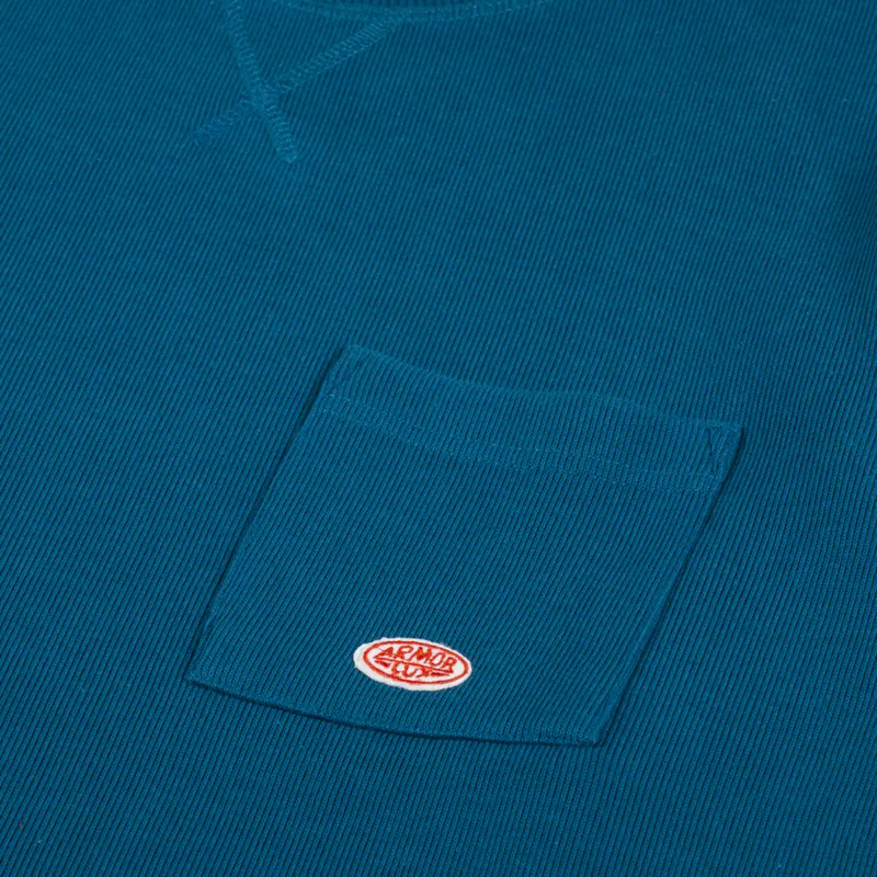 Armor Lux Logo Pocket Crew Sweat Glacial Blue-5