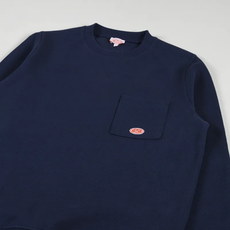 Armor Lux Logo Pocket Crew Sweat Marine Deep-2