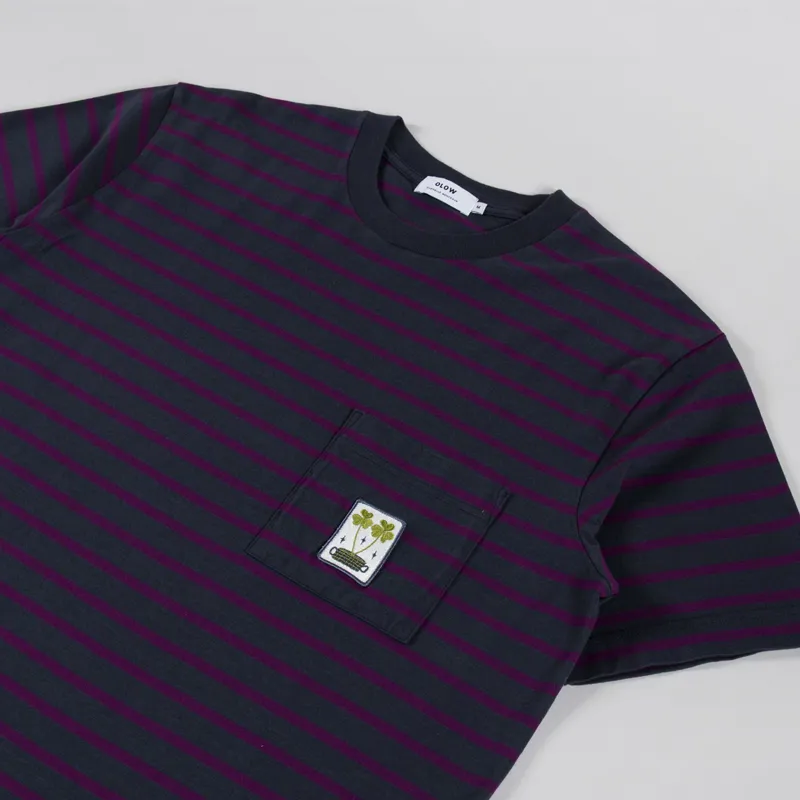 Olow Striped Clover T Shirt Carbon Black-1