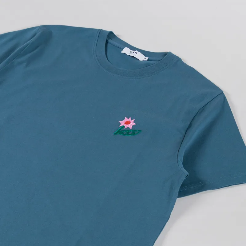 Olow Flowering T Shirt Steel Blue-1