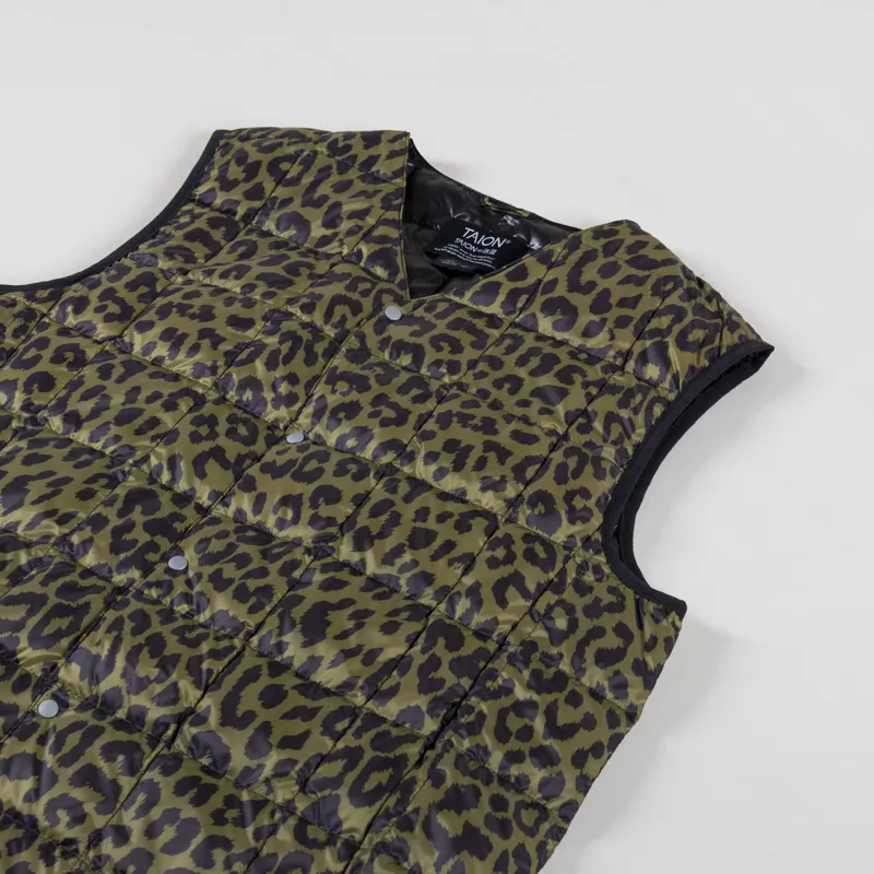 Taion V Neck Button Down Vest Leopard-3